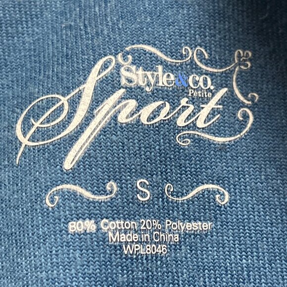 Style & Co Blue Floral Zip-Up Cotton/Polyester Comfortable Sweater Sz S - Picture 6 of 7